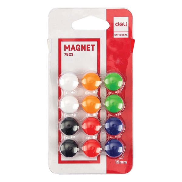 Deli 15mm 12db 6 színű táblamágnes (DEL07823)