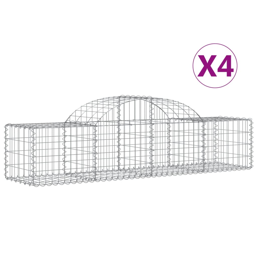 4 db íves horganyzott vas gabion kosár 200x50x40/60 cm (3146259)