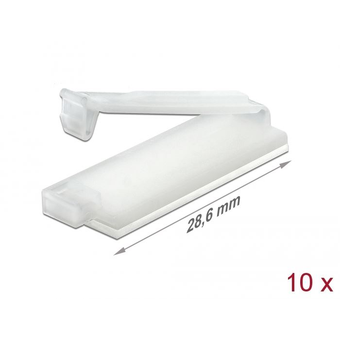 Delock Természetes színű öntapadós kábeltartó zárócsattal, 10db (60182) (DE60182)