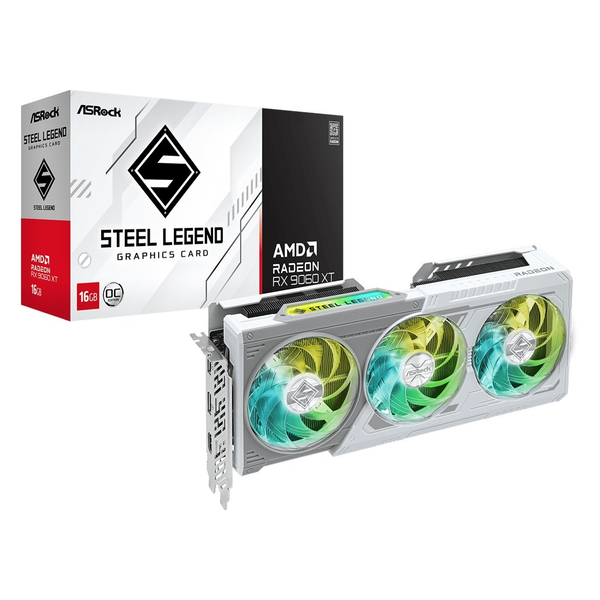 AsRock Radeon RX 9060 XT 16GB GDDR6 Steel Legend OC Videókártya - Fehér