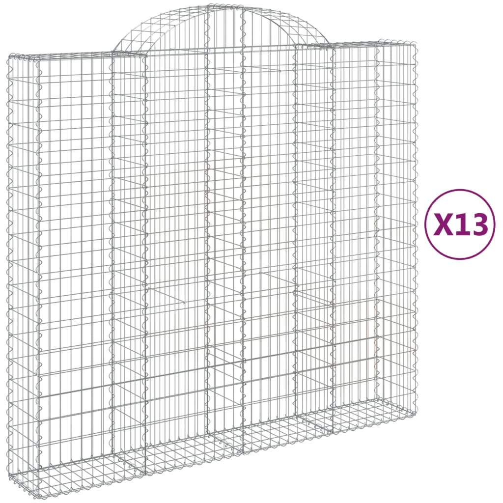 13 db íves horganyzott vas gabion kosár 200x50x180/200 cm (3146415)
