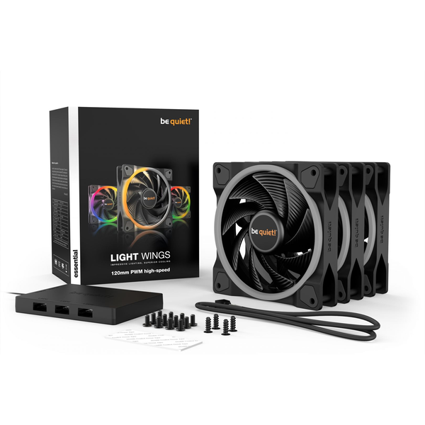 be quiet! Light Wings | 120mm PWM Triple Pack high-speed Кутия на компютър Вентилатор 12 см Черен 3 броя