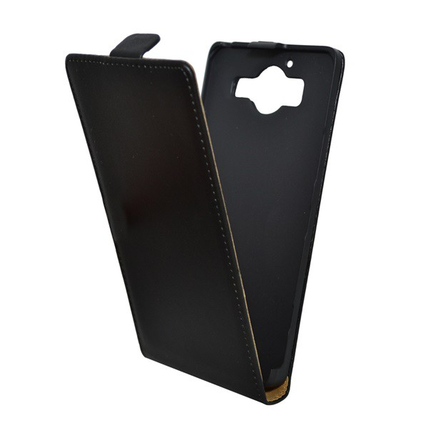 Tok álló, bőr hatású (FLIP, lefelé nyíló, szilikon tartó) FEKETE [Microsoft Lumia 950] (5996457606795)