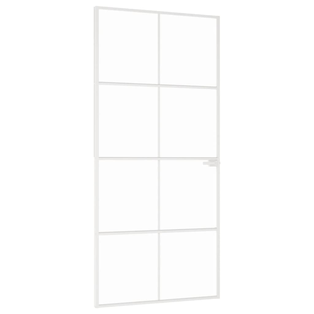 fehér edzett üveg és alumínium vékony beltéri ajtó 93x201,5 cm (153672)