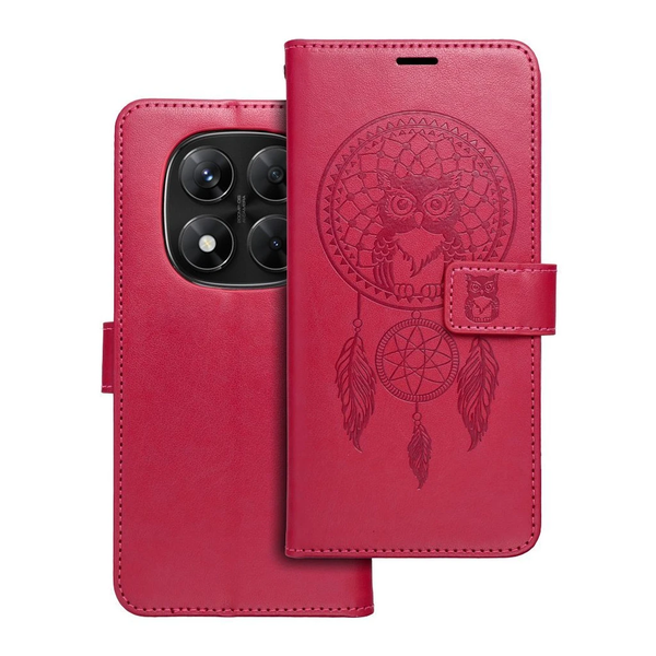 MEZZO Dreamcatcher könyvtok XIAOMI Redmi Note 14 PRO 5G és 14 PRO PLUS 5G készülékekhez, magentaszínű