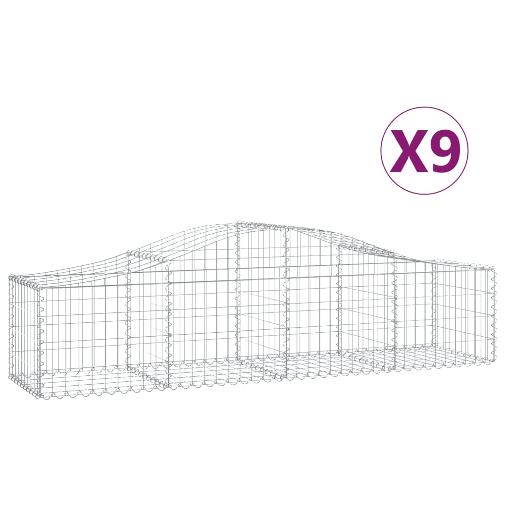 9 db íves horganyzott vas gabion kosár 200x50x40/60 cm (3145584)