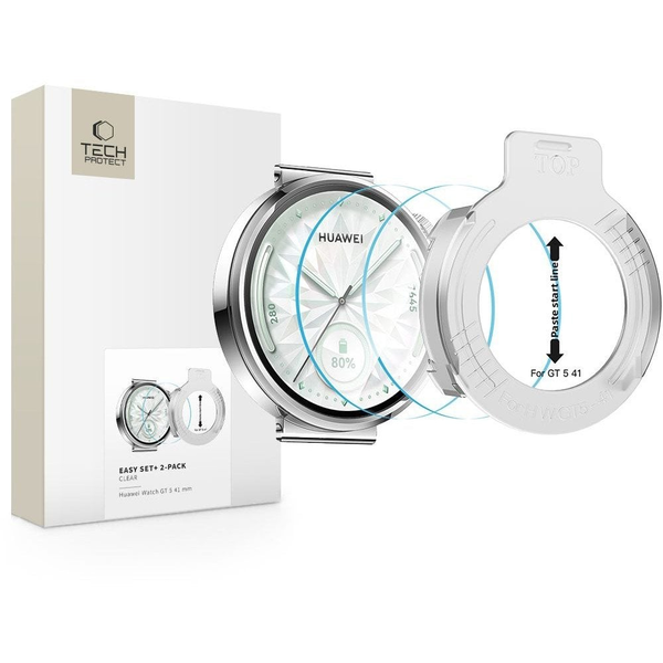SZKŁO HARTOWANE TECH-PROTECT EASY SET+ 2-PACK HUAWEI WATCH GT 5 (41 MM) CLEAR