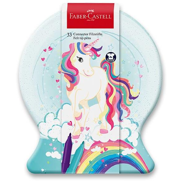 Faber-Castell Connector Unicorn, fémdobozban, 33 szín (155544)