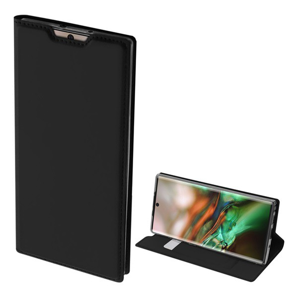 DUX DUCIS SKIN PRO tok álló, bőr hatású (FLIP, oldalra nyíló, bankkártya tartó, asztali tartó funkció) FEKETE [Samsung Galaxy Note 10 (SM-N970F)] (5996457900893)