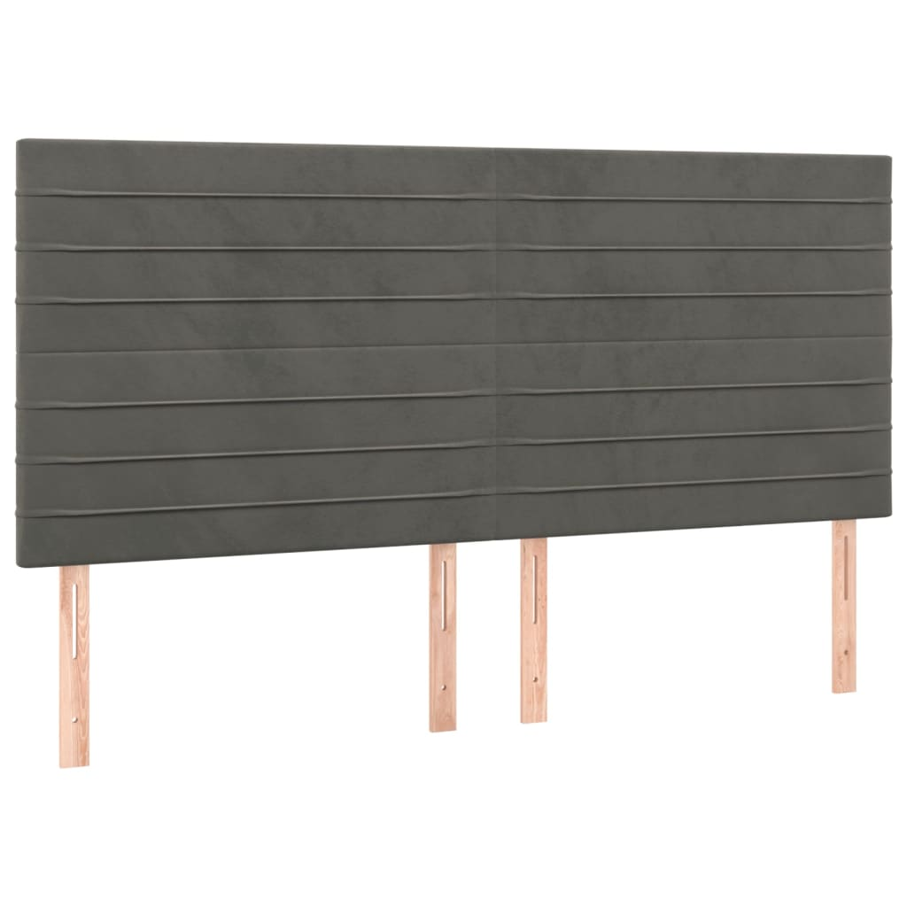 4 db sötétszürke bársony fejtámla 90x5x78/88 cm (3116533)