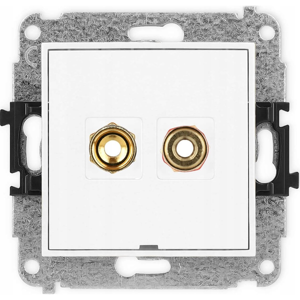  Karlik Gniazdo głośnikowe pojedyncze Karlik Mini MGGBO-4 bez pola opisowego typu banan - czerwony i czarny, pozłacany, 4 mm2, skręcany białe