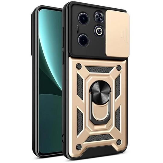 Gigapack Defender Infinix Hot 40i 4G (X6528) kameravédős tok aranyszínű-fekete (GP-159212) (GP-159212)