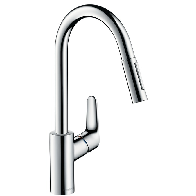 Hansgrohe Focus M41 Álló, Egykaros Konyhai Csaptelep 240, Kihúzható Zuhanyfejjel, 2jet, Króm (31815000)