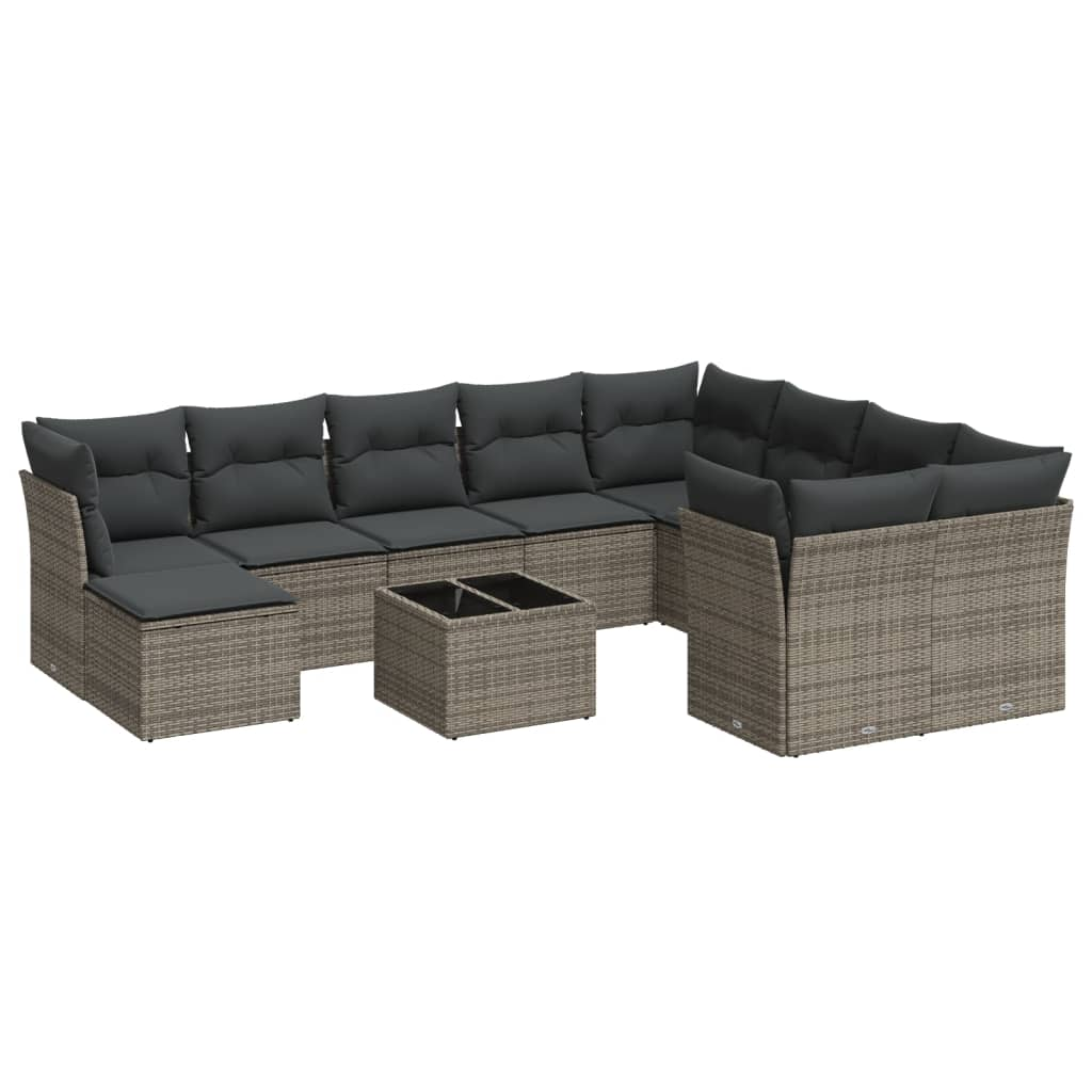 11 részes szürke polyrattan kerti ülőgarnitúra párnákkal (3218600)