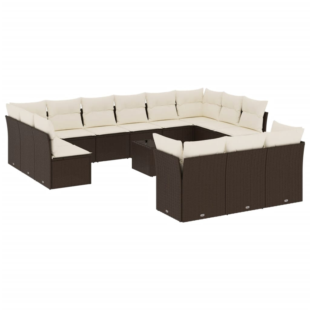 14 részes barna polyrattan kerti ülőgarnitúra párnákkal (3250302)
