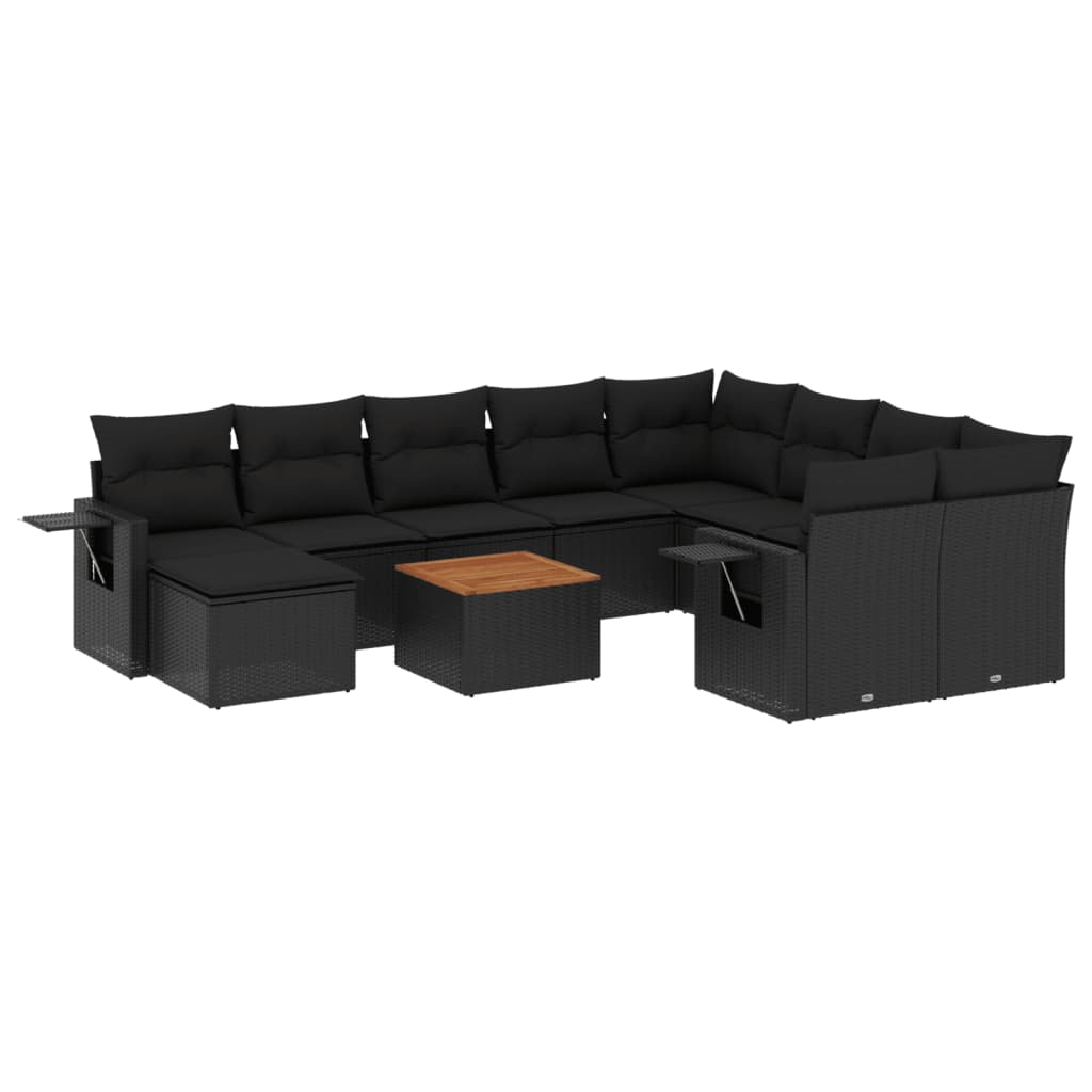 11 részes fekete polyrattan kerti ülőgarnitúra párnákkal (3224851)