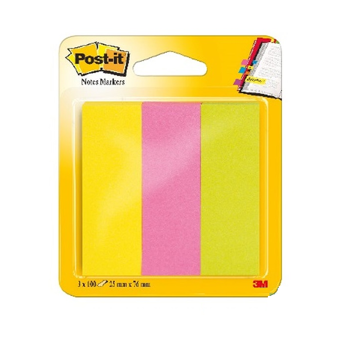 3M 671-3 öntapadó jegyzettömb Téglalap alakú Zöld, Rózsaszín, Sárga 100 lapok (7100172769)
