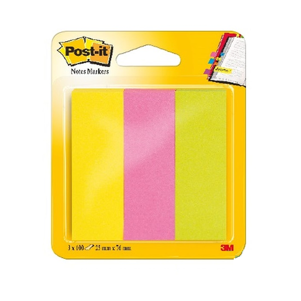Самозалепващи листчета 3M Post- It, 25 x 76 мм, 300 File, 3 Neon цвята