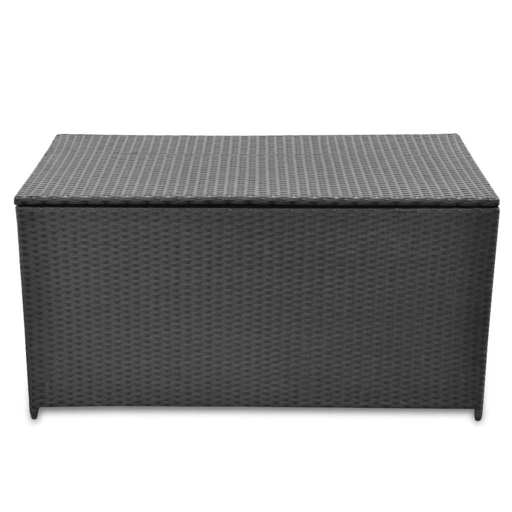 fekete polyrattan kerti tárolóláda 120 x 50 x 60 cm (42498)