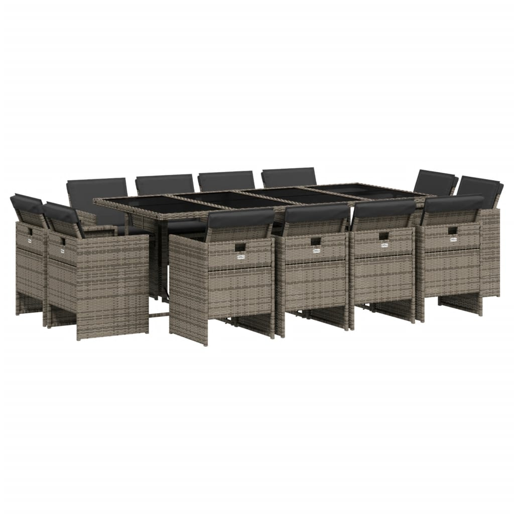 13 részes szürke polyrattan kerti ülőgarnitúra párnákkal (3277807)