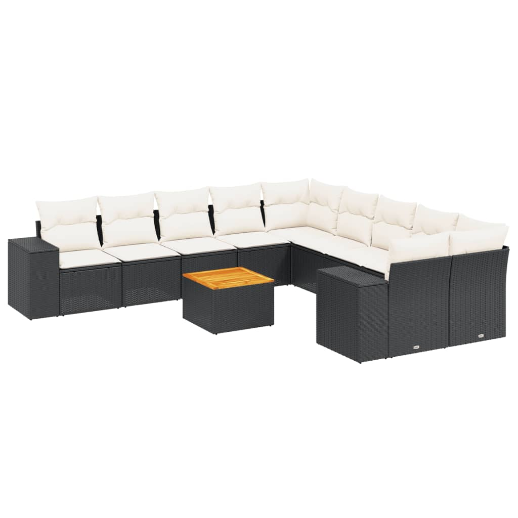 11 részes fekete polyrattan kerti ülőgarnitúra párnákkal (3225636)