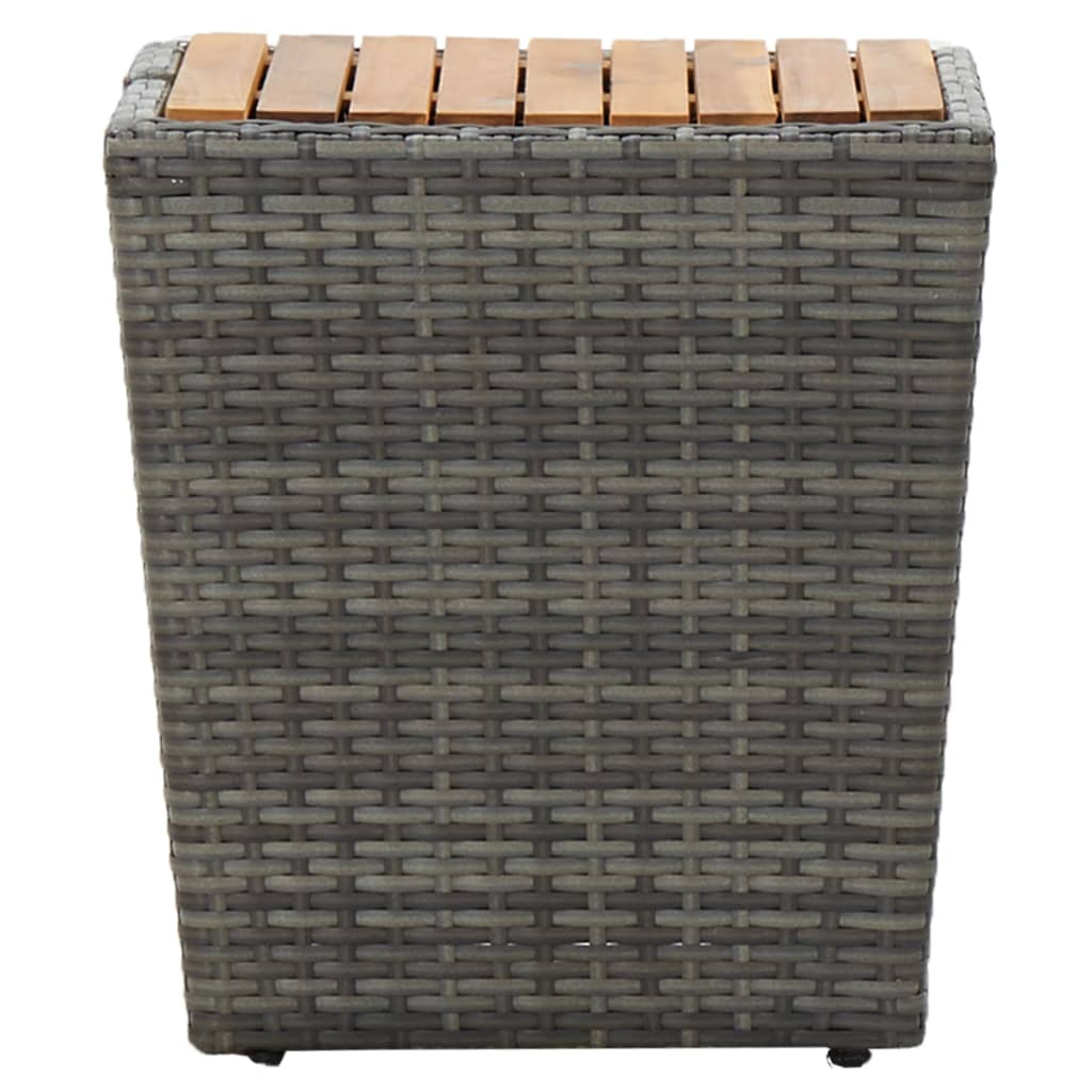 szürke polyrattan és tömör akácfa teázóasztal 41,5x41,5x43 cm (46198)