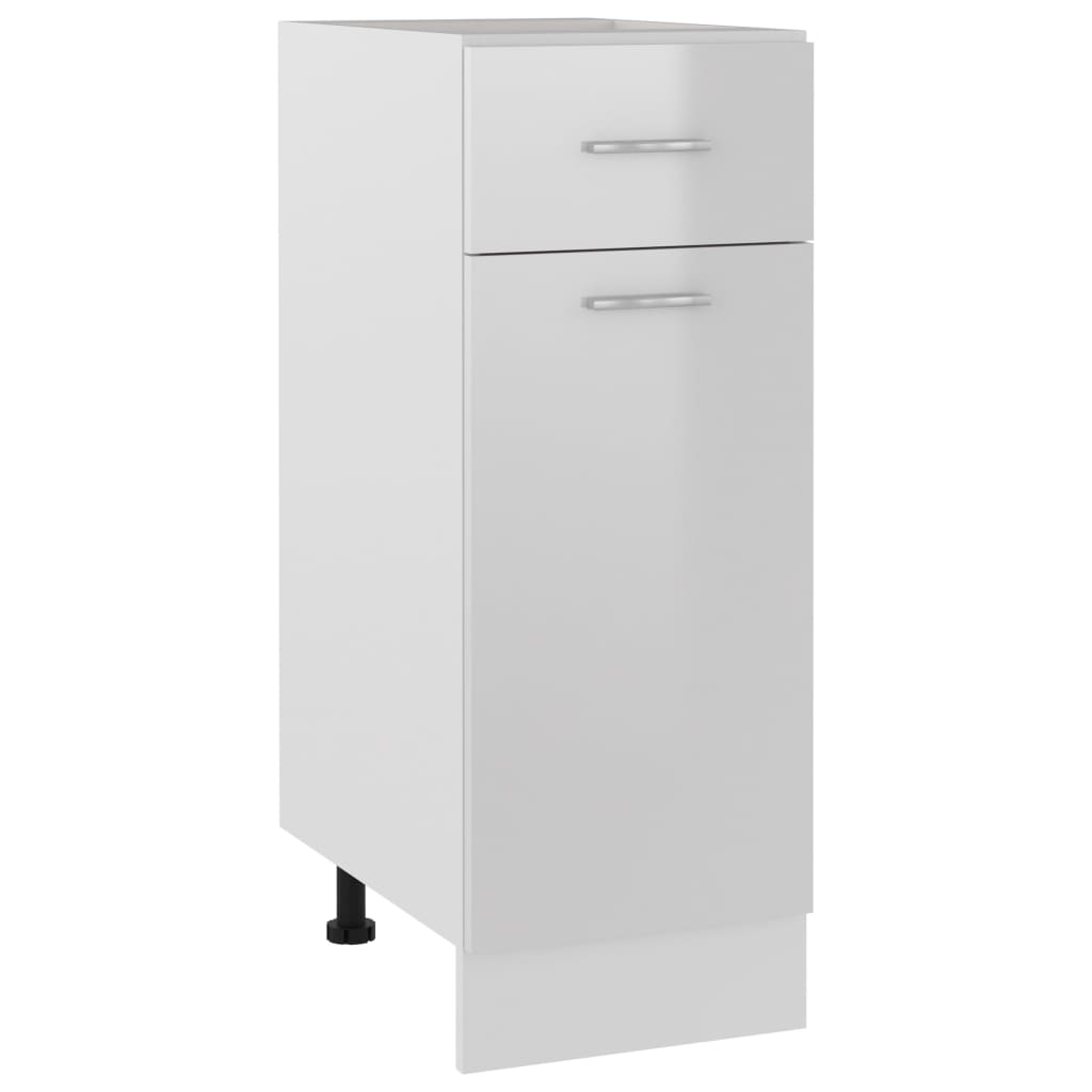 magasfényű fehér forgácslap fiókos alsószekrény 30x46x81,5 cm (801209)