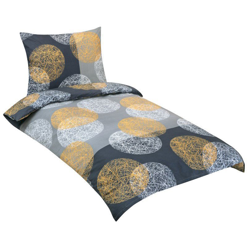 Bellatex ágynemű, pamut 90/865 B, körök, szürke 140 × 200, 70 × 90 cm (13475)