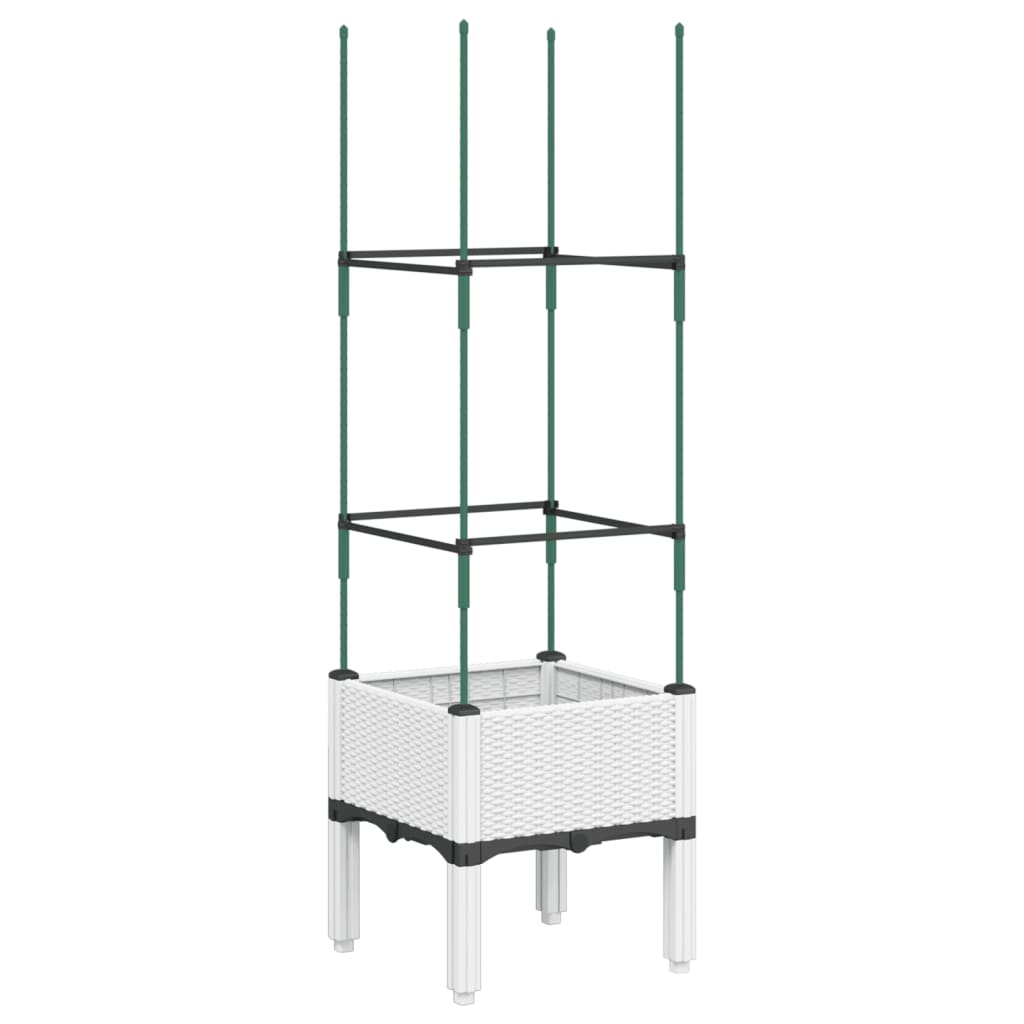 fehér polipropilén rácsos kerti ültetőláda 40 x 40 x 142,5 cm (367949)