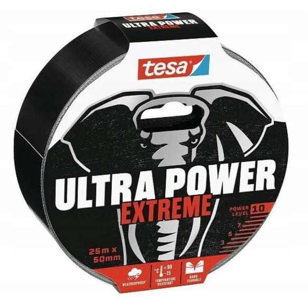 Tesa  ULTRA POWER EXTREME (56622-00000-00) Repair tape Fekete (H x Sz) 10 m x 50 mm 1 db