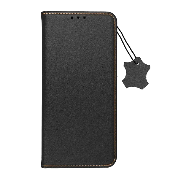 Tok álló, valódi bőr (FLIP, oldalra nyíló, asztali tartó funkció) FEKETE [Samsung Galaxy A03 (SM-A035)] (5996591159683)