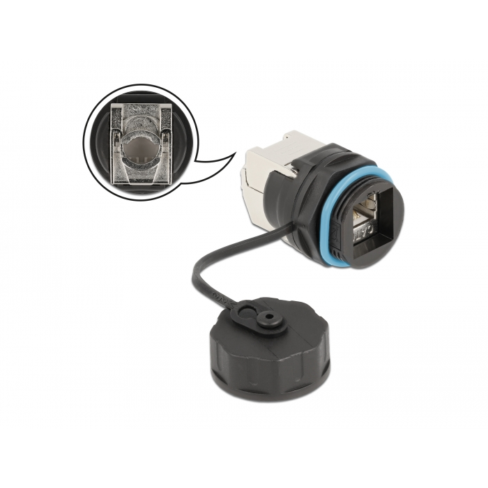 Delock Vízhatlan védőkupakkal ellátott kábel konnektor RJ45 anya - Cat.6A LSA (86699) (86699)