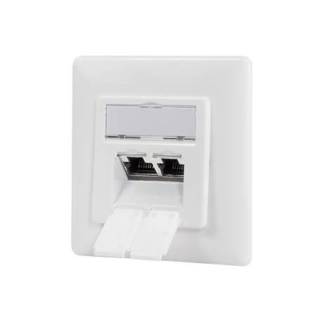 Logilink fali csatlakozó aljzat 2xRJ45 Cat6 árnyékolt fehér (NP0127) (NP0127)