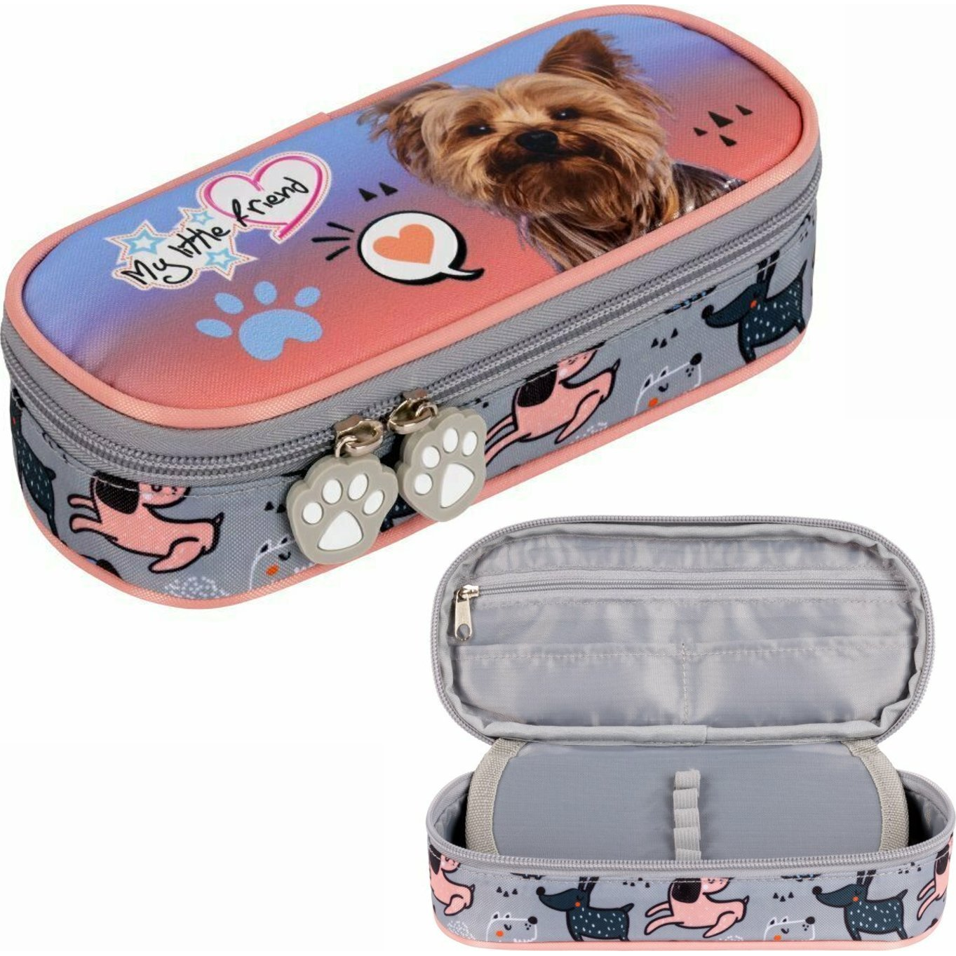 Majewski My Little Friend Ovális Kutyás Tolltartó - Grey Yorki (5903235668425)