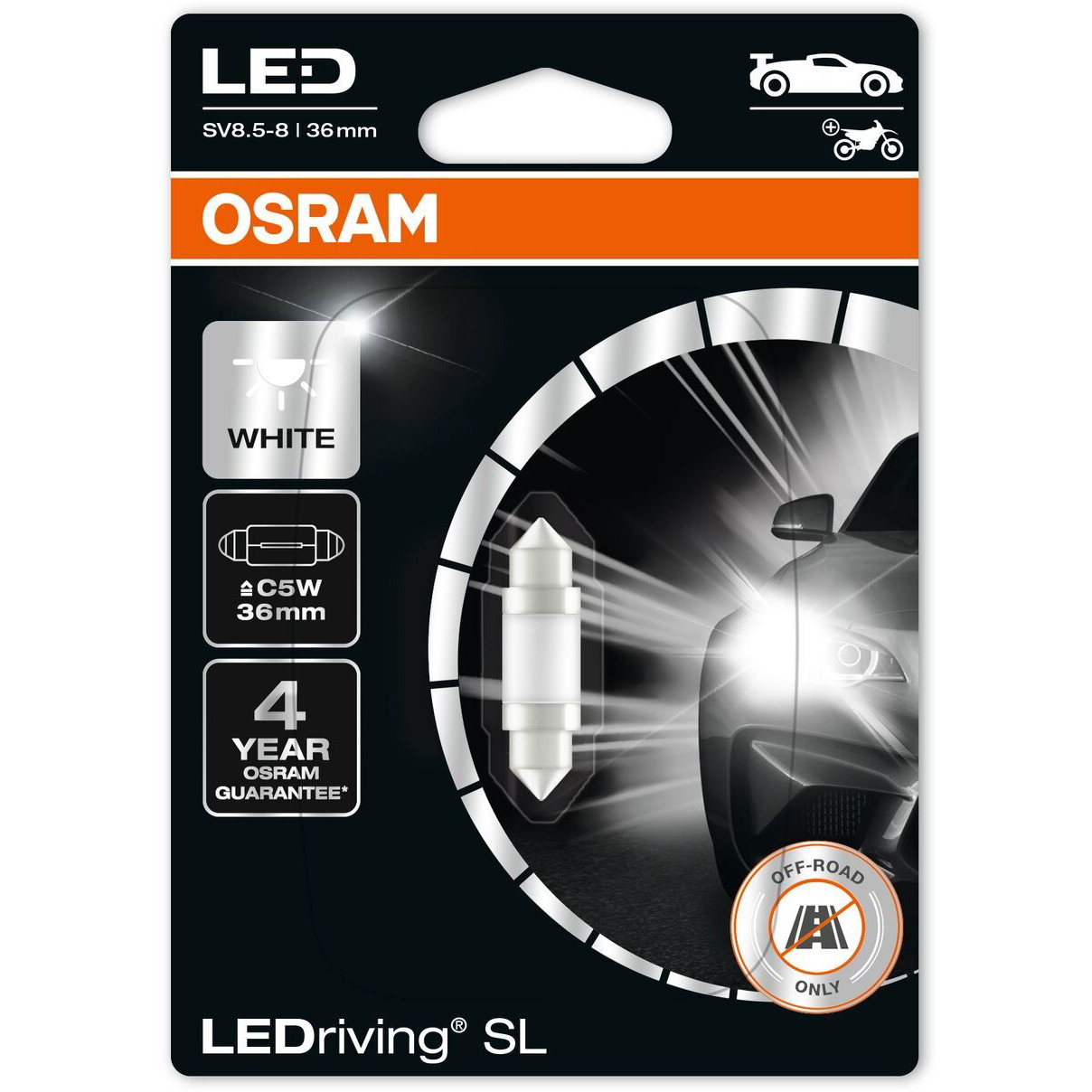 OSRAM LEDriving SL C5W 36 mm hosszú, hideg fehér 6000K 12V, 1 db a csomagban (6418DWP-1BL)