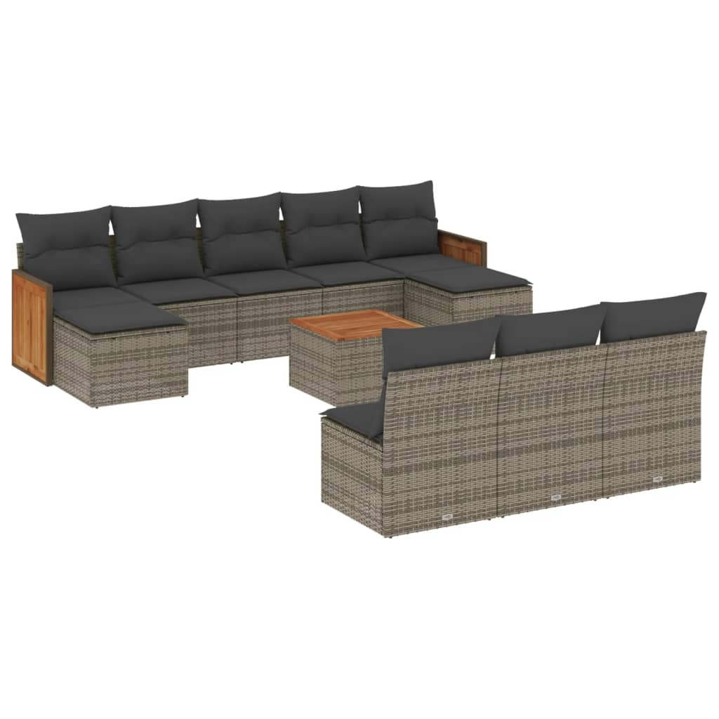 11 részes szürke polyrattan kerti ülőgarnitúra párnákkal (3228076)