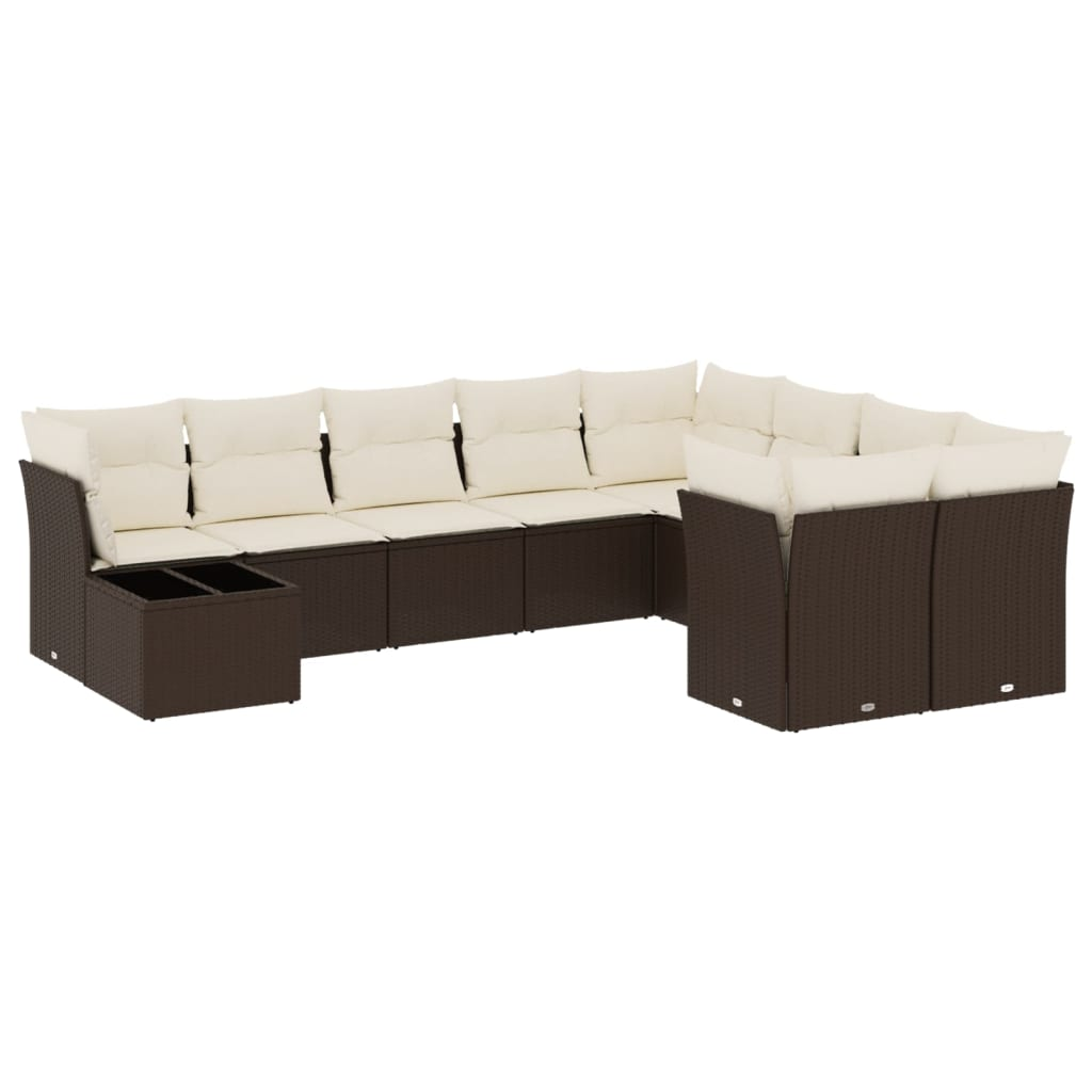 10 részes barna polyrattan kerti ülőgarnitúra párnákkal (3250032)