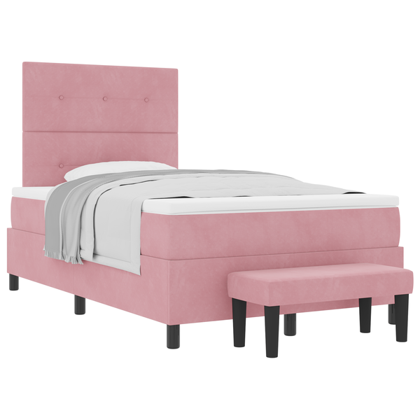 Box Spring Ágy Matrac & Pad Rózsaszín 120x190 cm Bársony