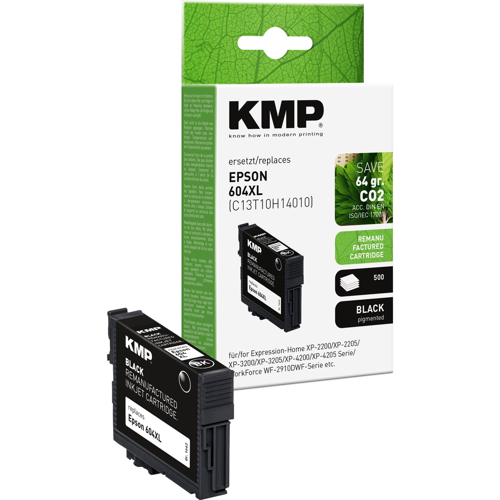 Съвместима мастилена касета KMP за Epson 604XL T10H1, черна, 10 мл
