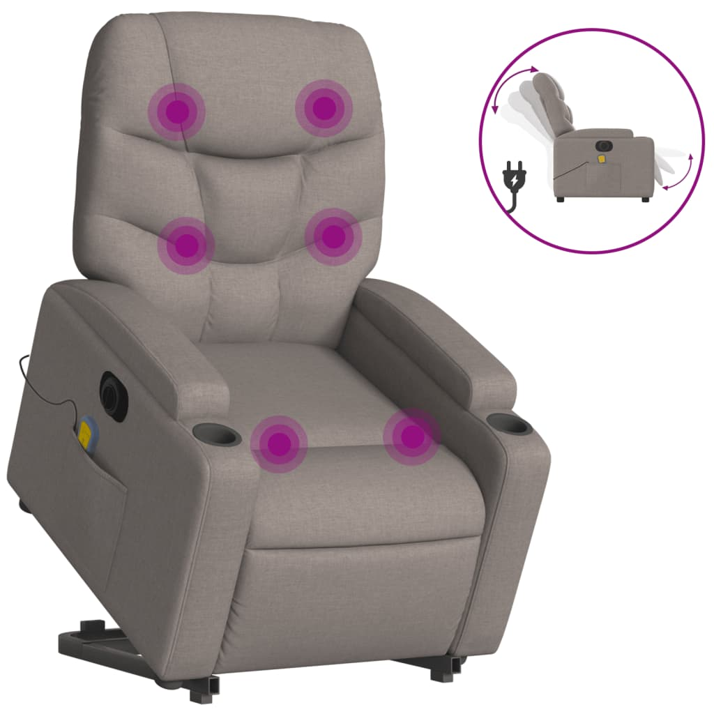 tópszínű szövet dönthető elektromos álló masszázsfotel (3204640)