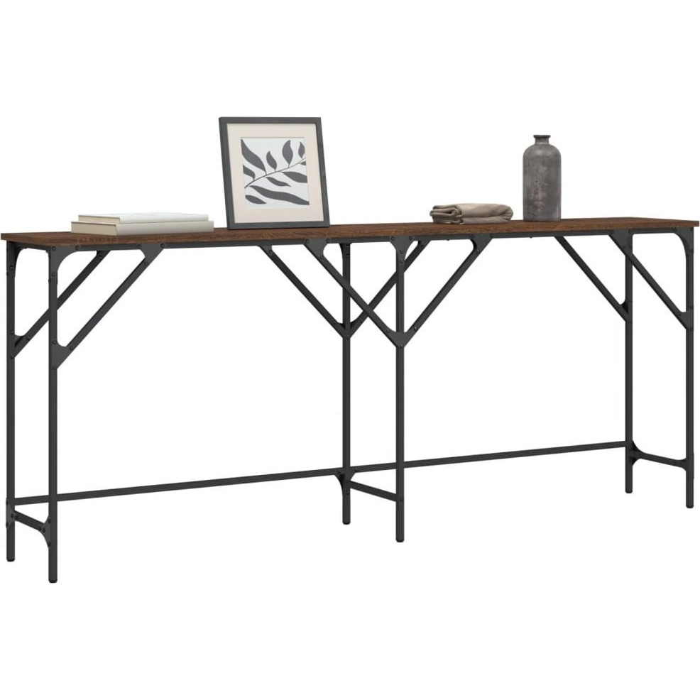 barna tölgyszínű szerelt fa tálalóasztal 180x29x75 cm (837766)