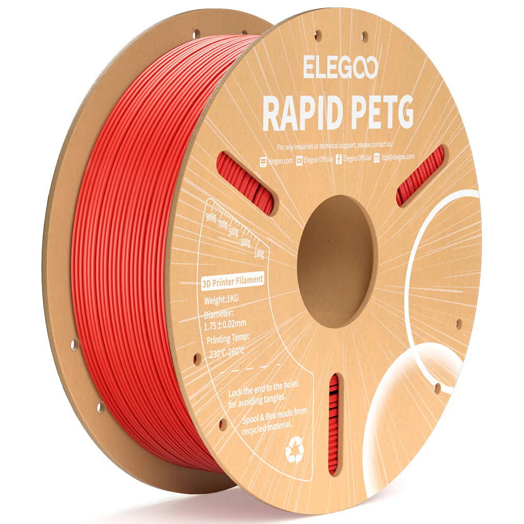 Elegoo RAPID PETG - 1,75mm, 1kg, Cardboard Spool, Red (ELEEG240447)