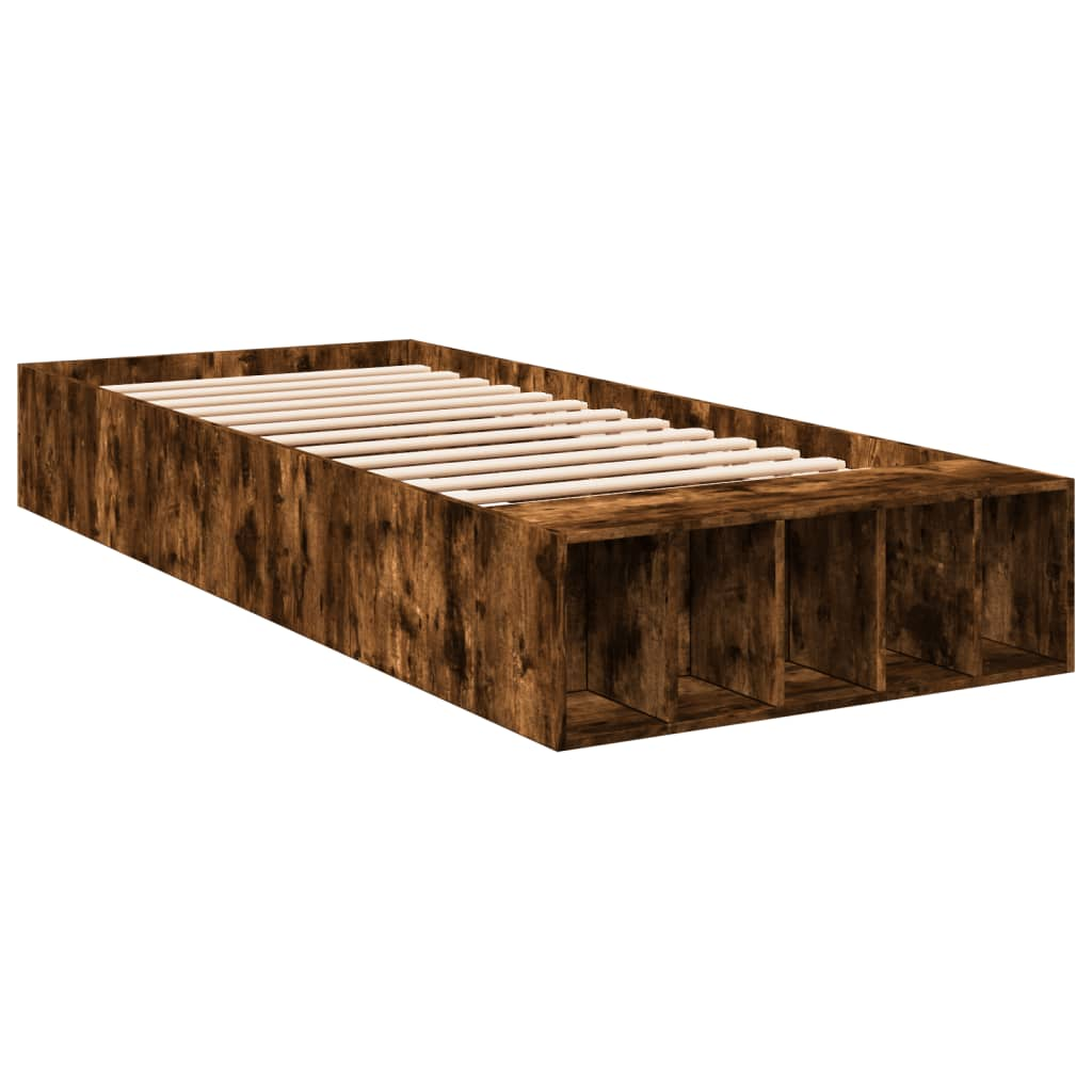 füstös tölgyszínű szerelt fa ágykeret 90 x 200 cm (3280612)