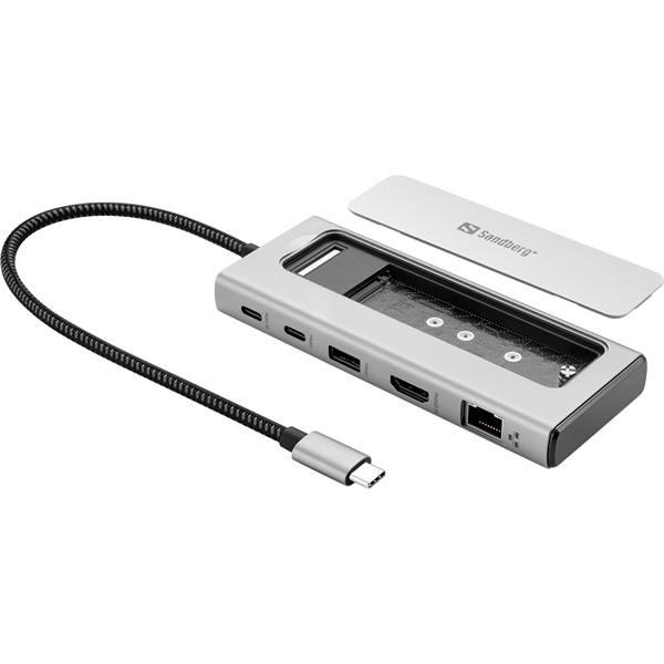 Sandberg 136-82 stații de andocare și replicatoare de porturi pentru calculatoare portabile Prin cablu USB 3.2 Gen 2 (3.1 Gen 2) Type-C Gri