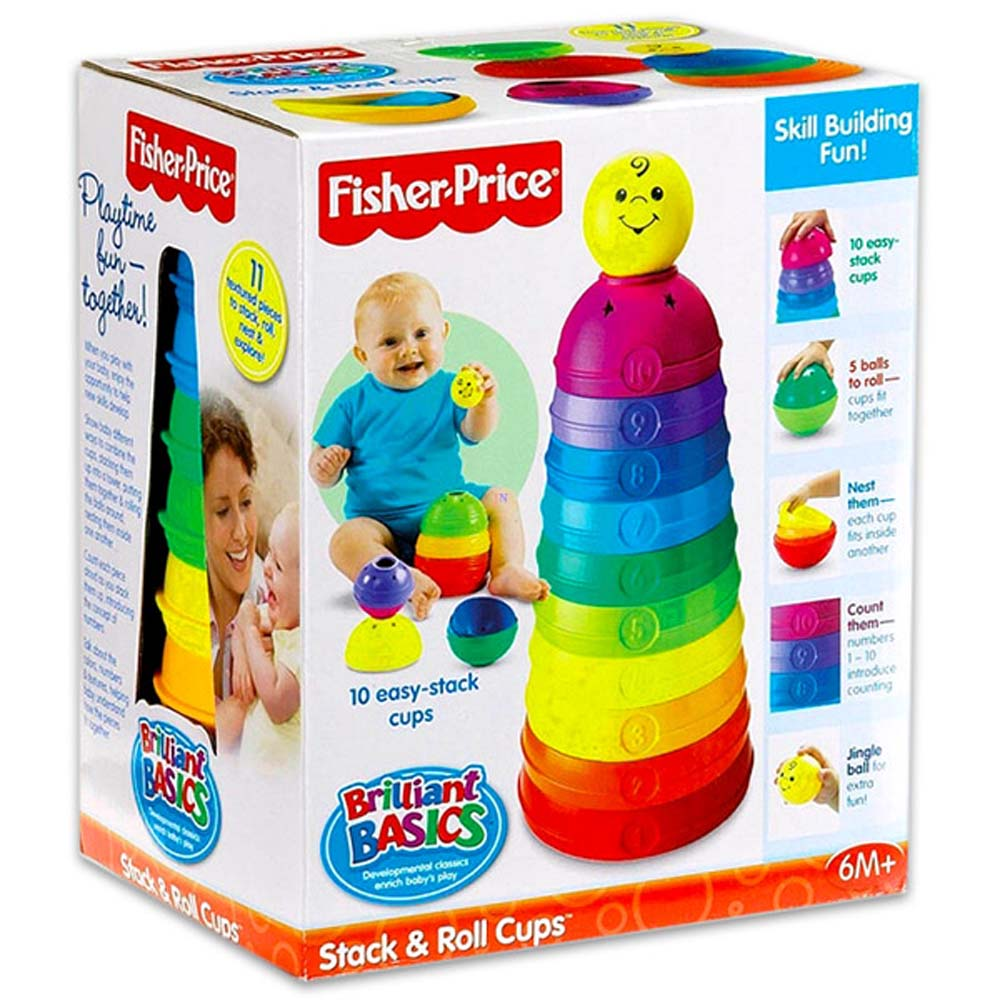 Fisher-Price fejlesztő játék színes csészepiramis W4472 (MTTF-M0746775053383)
