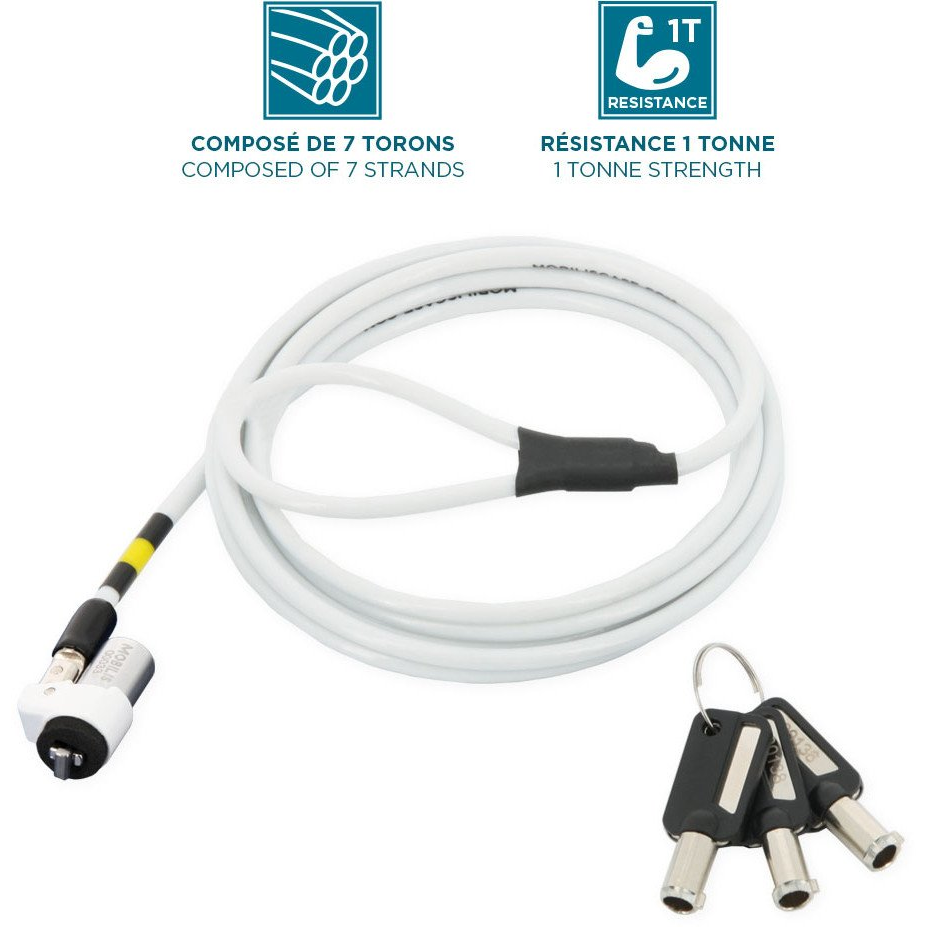 MOBILIS Security cable key lock slim pivoting head in steel T Lock slot (001325)