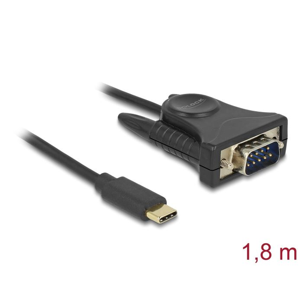 Delock USB-C  >  soros DB9 RS-232 kábel 1.8m (62964)