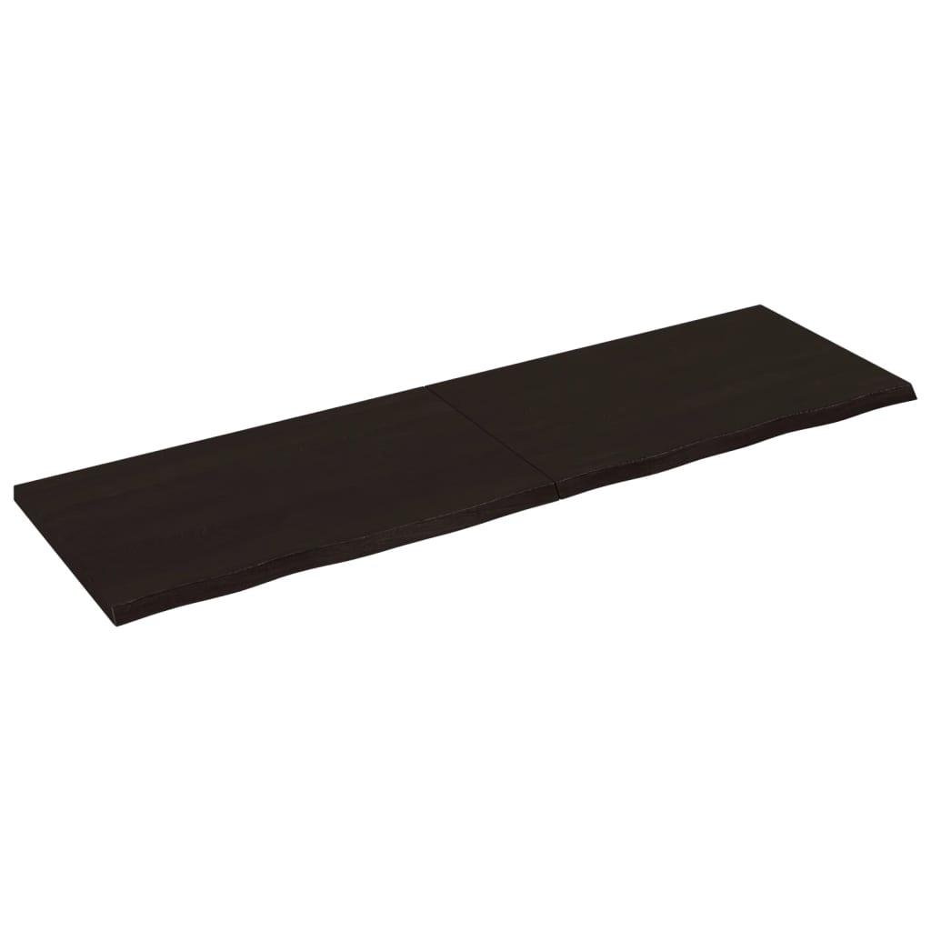 sötétbarna kezelt tömör tölgyfa fali polc 200 x 60 x (2-4) cm (363850)