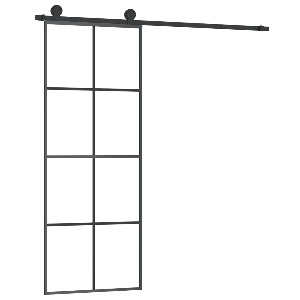 ESG üveg és alumínium tolóajtó fémszerelvény-szettel 76x205 cm (3152139)