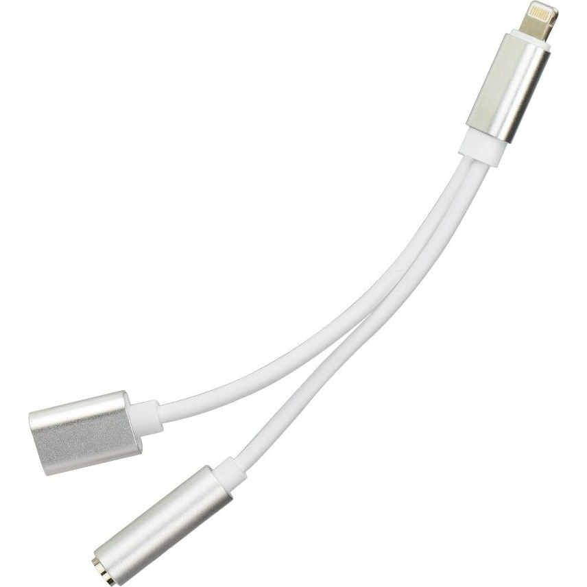 Haffner PT-4110 Lightning - 3.5mm Jack audio + Lightning csatlakozós ezüst adapter (5901737400680)